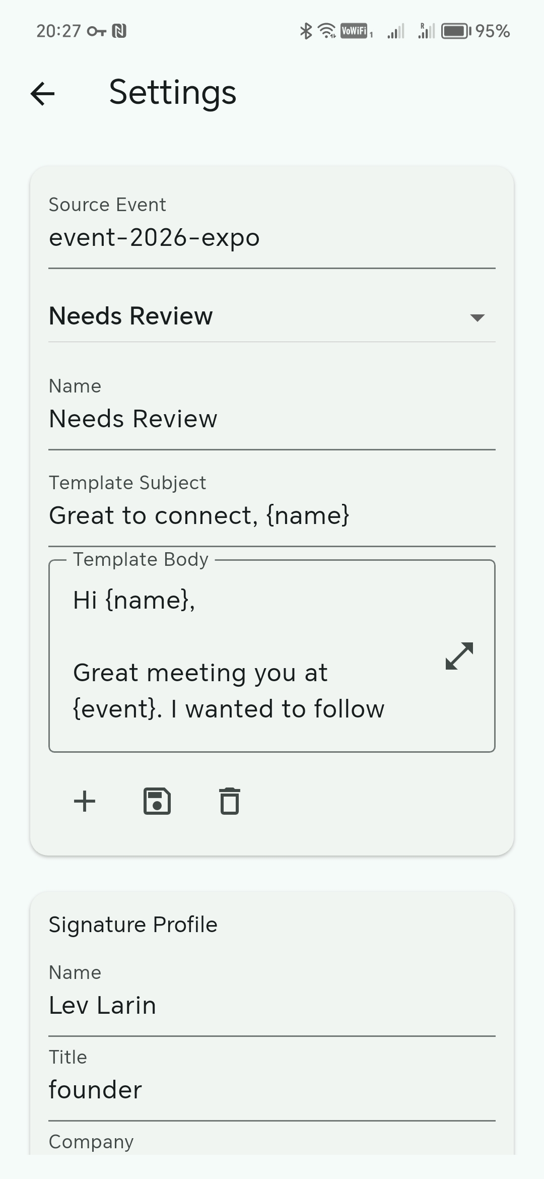 Setup templates step